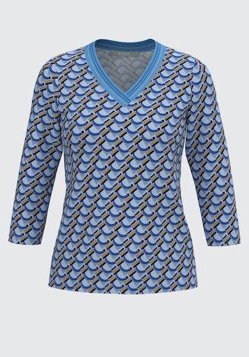 Code Blue Print V Neck Shirt - Blue