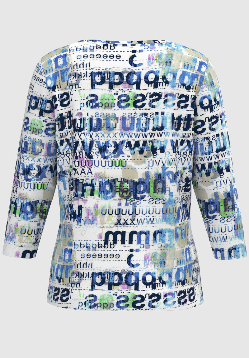 Code Blue 3/4 Sleeve Print Shirt - Blue
