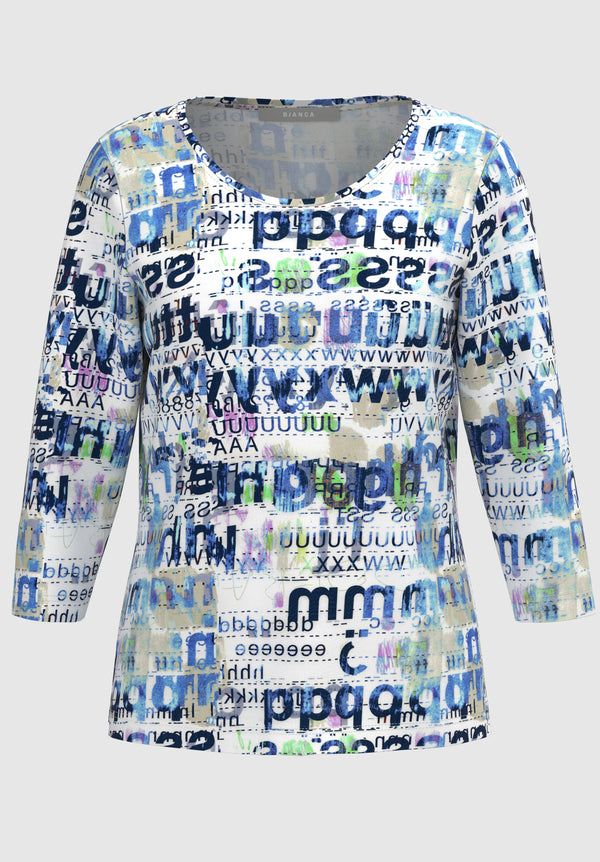 Code Blue 3/4 Sleeve Print Shirt - Blue
