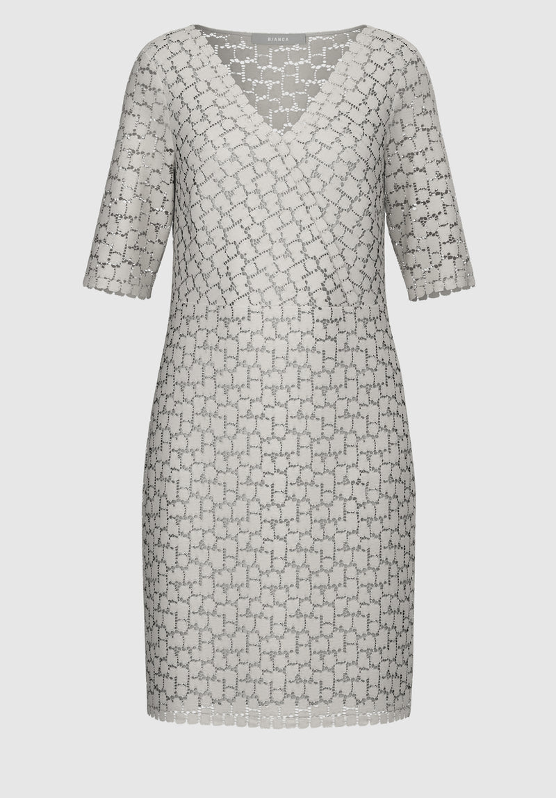 Coral Island V Neck Print Dress - Silver