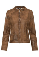 Chain React Faux Suede Biker Jacket - Cognac