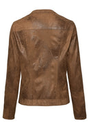 Chain React Faux Suede Biker Jacket - Cognac