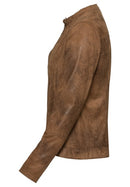 Chain React Faux Suede Biker Jacket - Cognac