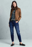 Chain React Faux Suede Biker Jacket - Cognac