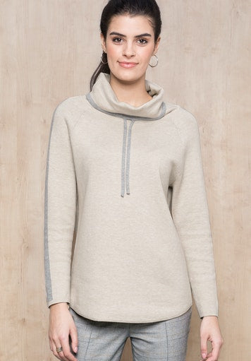 Enjoy The Silence Cowl Neck Knit - Marzipan Melange