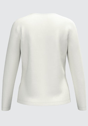 V Neck Long Sleeve T-Shirt - Milk
