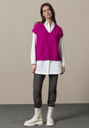 Short Sleeve V Neck Jumper - Cool Pink