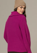 Long Sleeve Zipped Collar Jumper - Cool Pink