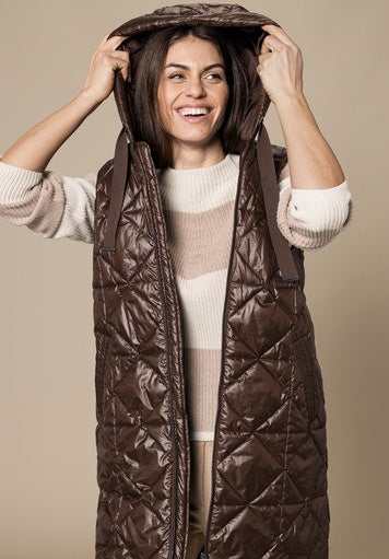 Long Padded Gilet - Wood
