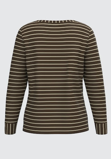 Long Sleeve Stripe Shirt - Brown