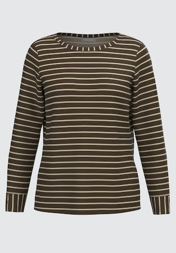 Long Sleeve Stripe Shirt - Brown
