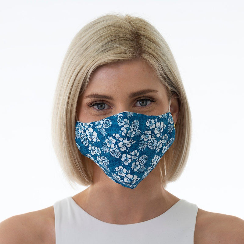 Face Mask Blue Hibiscus
