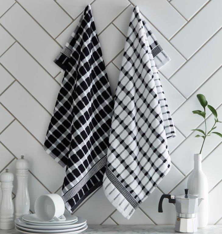 2 Pack Brecon Kitchen Towel Black