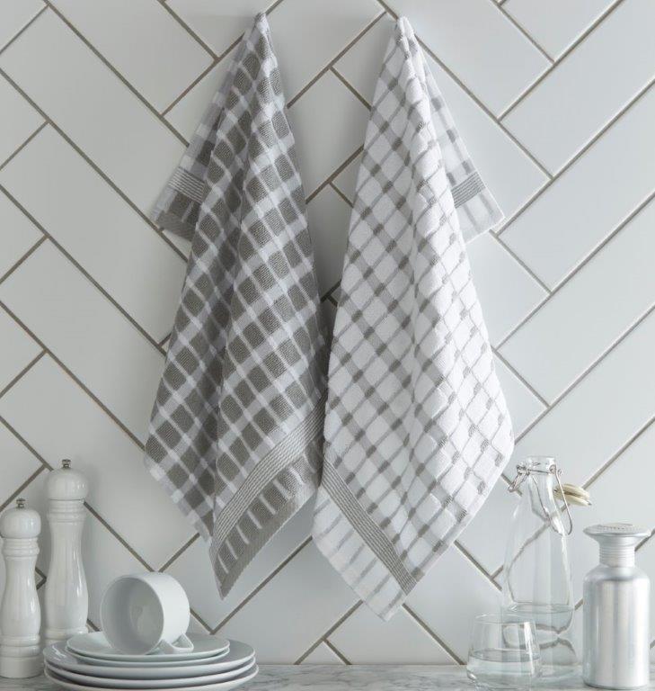 2 Pack Brecon Kitchen Towel Grey