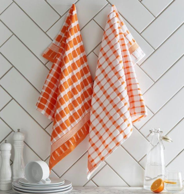 2 Pack Brecon Kitchen Towel Orange