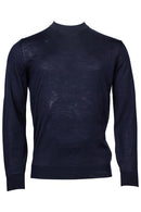 Merino High Neck Crew - Dark Navy