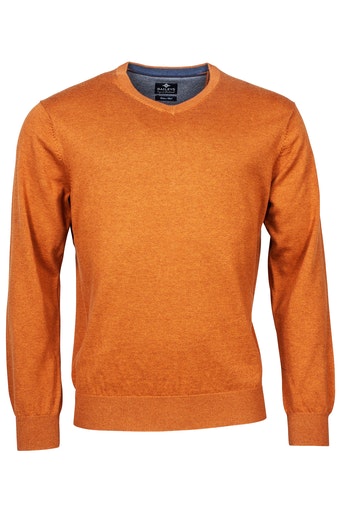 Plain V-Neck Jumper - Terracotta