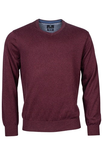 Plain V-Neck Jumper - Bordeaux