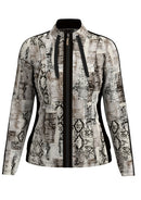 Printed Zip Up Jacket - Cream/off White