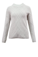 Self Pattern High Neck Knit - Panna Cotta