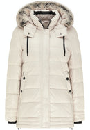 Faux Fur Hooded Down Jacket - Panna Cotta