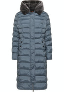 Faux Fur Hooded Coat - Dove Blue