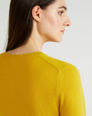 Crew Neck Sweater in Pure Merino Wool - Mustard