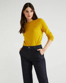 Crew Neck Sweater in Pure Merino Wool - Mustard
