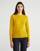 Crew Neck Sweater in Pure Merino Wool - Mustard