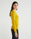 Crew Neck Sweater in Pure Merino Wool - Mustard