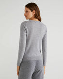 Crew Neck Sweater in Pure Merino Wool - Grey