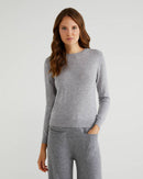 Crew Neck Sweater in Pure Merino Wool - Grey