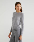 Crew Neck Sweater in Pure Merino Wool - Grey