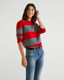 Basic Melange Crew Jumper - Red