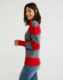 Basic Melange Crew Jumper - Red