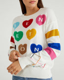 Iconic Woman Heart Crew Knit - Cream