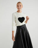 Iconic Woman Heart Crew Knit - Cream