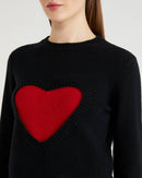 Iconic Woman Heart Crew Knit - Black
