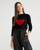 Iconic Woman Heart Crew Knit - Black