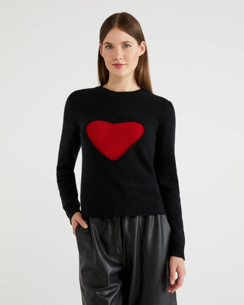 Iconic Woman Heart Crew Knit - Black