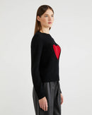 Iconic Woman Heart Crew Knit - Black