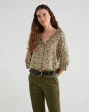 Floral Print Blouse - Light Green