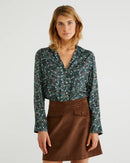 Floral Print Blouse - Black