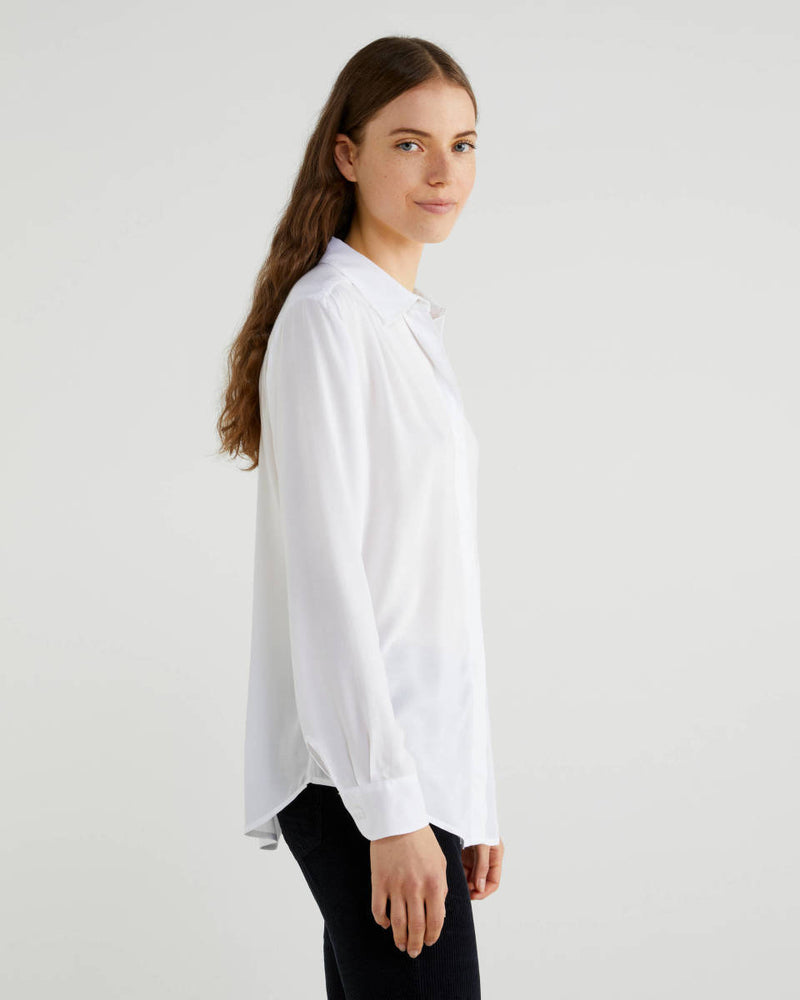 Basic Woman Plain Blouse - White