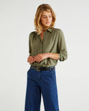 Basic Woman Plain Blouse - Khaki