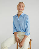 Basic Woman Plain Blouse - Light Blue