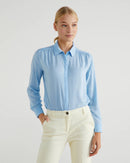 Basic Woman Plain Blouse - Light Blue