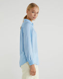 Basic Woman Plain Blouse - Light Blue
