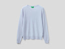 Crew Neck Sweater in Pure Merino Wool - Light Blue