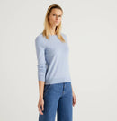 Crew Neck Sweater in Pure Merino Wool - Light Blue